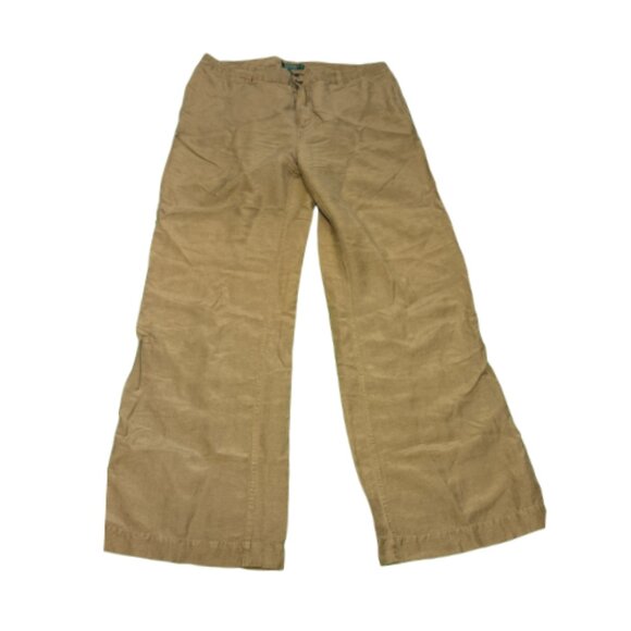 Gently Worn Brown Linen Blend LAUREN RALPH LAUREN Wide-Leg Pants S10 (BB0933) - Picture 1 of 2